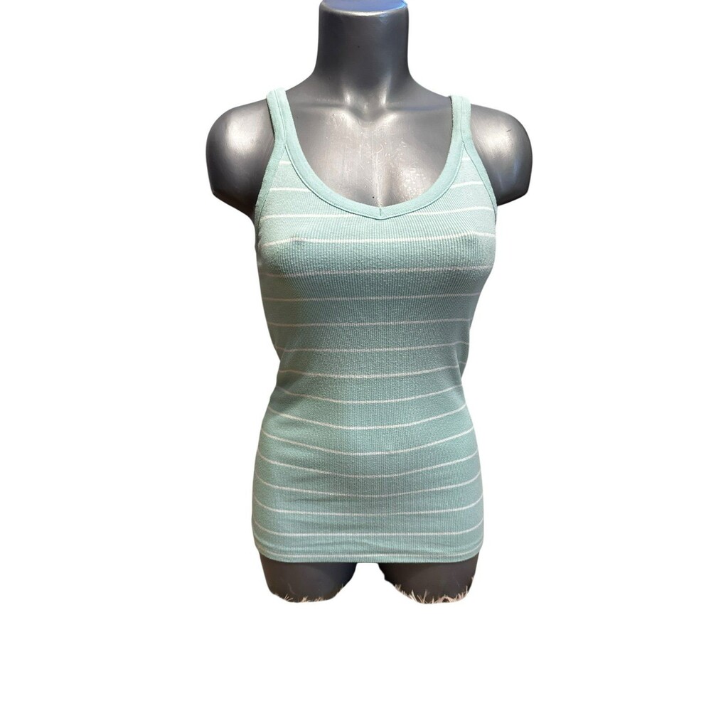 Gap V Neck seafoam striped tank top small
